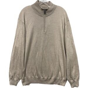 Jos A Bank Signature Zegna Baruffa Merino Wool 1/4 Zip Sweater Mens XL Camel